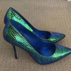 Dune London Blue/Green Metallic Pumps
